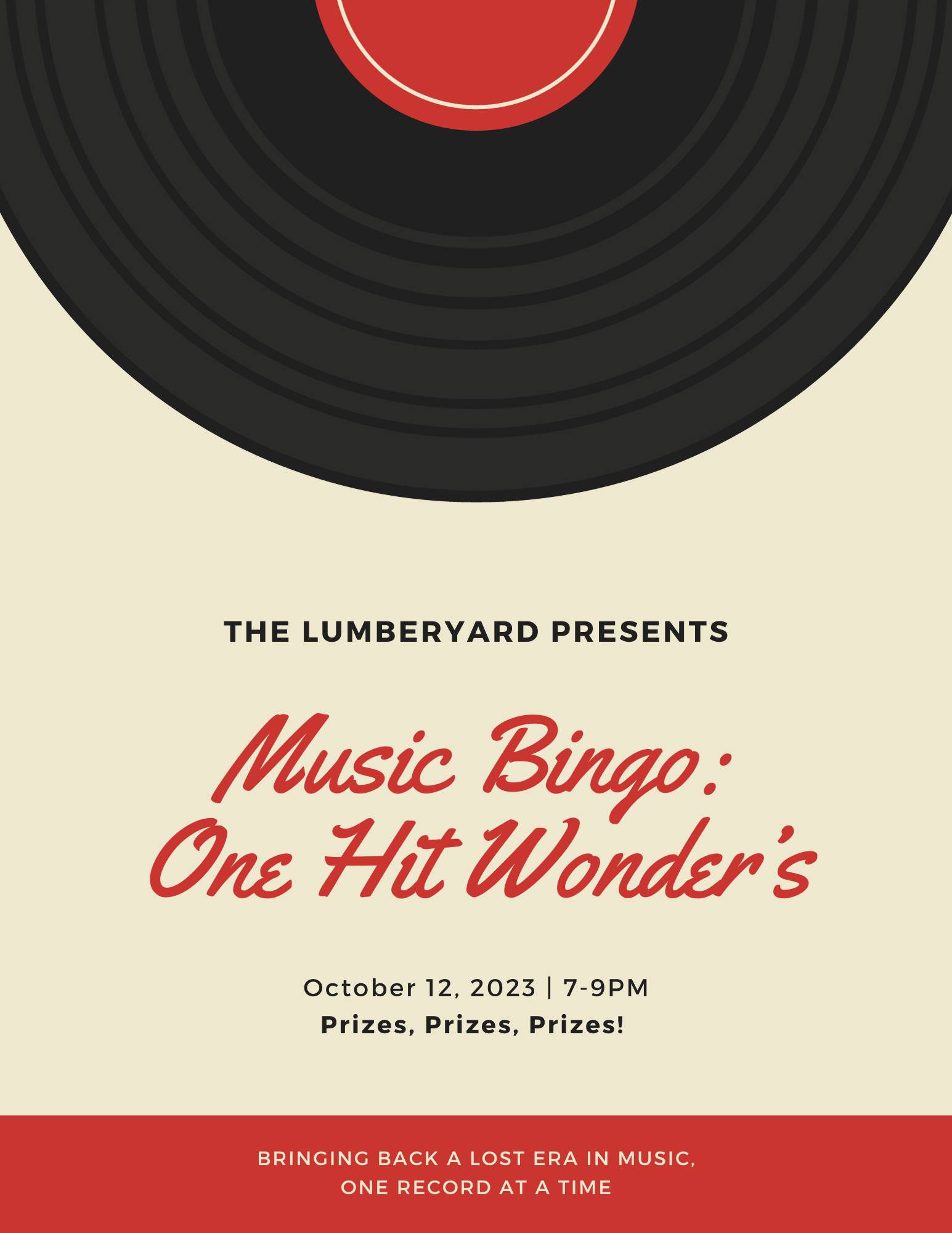 Get ready for a night of musical nostalgia at our "Music Bingo: One Hit Wonders" event!