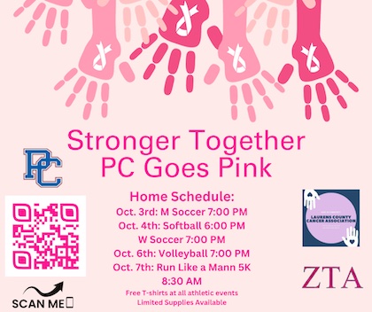 PC Womens Soccer--STRONGER TOGETHER -- PC Goes Pink