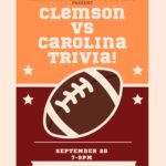 🏈🐾 Calling All Rivalry Fans! Clemson vs. Carolina Trivia Night 🐔🐅